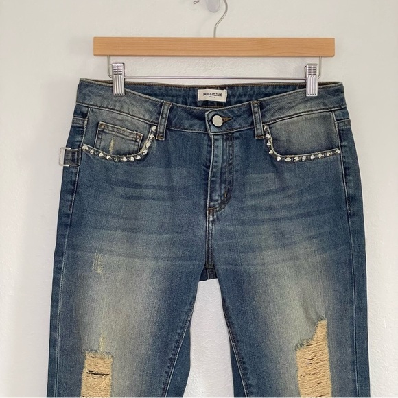 Zadig & Voltaire Eva Use Studded Pocket Distressed Slim Fit Jeans 28 - Picture 8 of 16